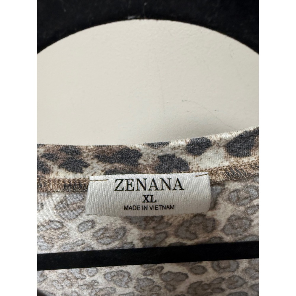 ZENANA Leopard Print V Neck Tunic Dress Shirt XL Made‎ In Vietnam - Picture 2 of 7
